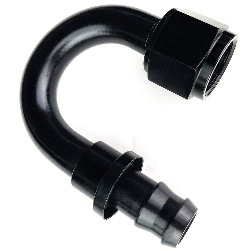 AFATEBOX 12AN 180 Degree AN-12 Female Swivel Push-on/Lock Hose Barb Fuel Oil Line Fitting End Aluminum Black - Image 1